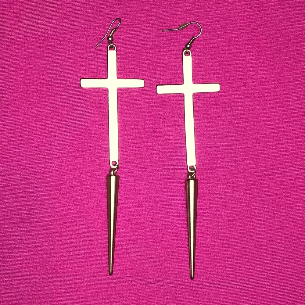 Gold cross earrings